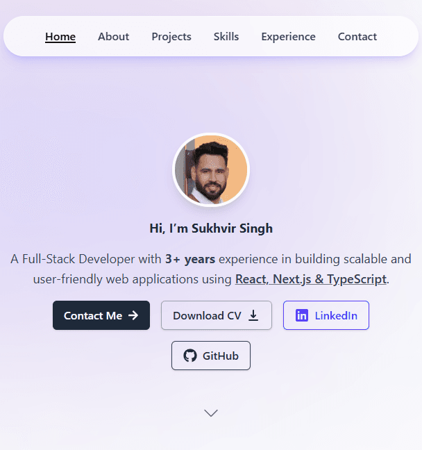 Screenshot of Portfolio Website